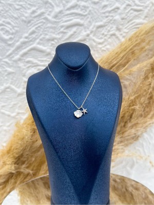 Livora Jewelry 925 Ayar Gümüş Sedef Taşlı Yıldız Zarif Özel Tasarım Kadın Kolye