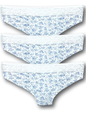 Berrak Beli Dantelli Kadın Bikini Külot 3'lü Paket
