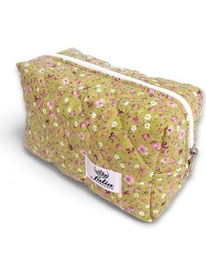 AKS Makyaj Çantası | Makeup Bag | Kapitone Bakım Seyahat Kozmetik Çantası (Yeşil)