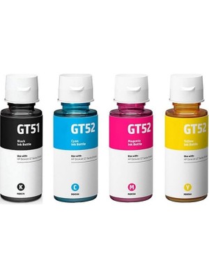 AKS Hp GT51-53XL - 52XL Ink Tank 310/315/316/319/410/415/ 419 Uyumlu 4 Renk Ithal Mürekkep Seti