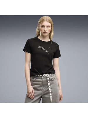 Puma Kısa Kol T-Shirt Kadın Siyah Ess Sequıns Tee