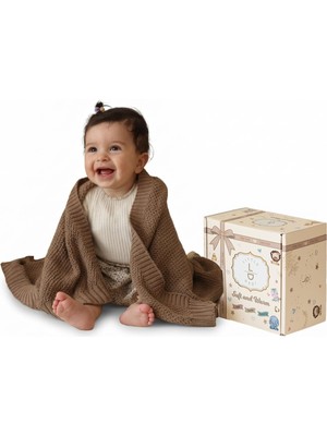 AKS Little Dedi Zoe Bebek Battaniyesi Mocha Mereng -%50 Geri Dönüştürülmüş Pamuk Ve%50 Polyesterden Üretilmiş Bebek Arabası Battaniyesi ve Sarılma Battaniyesi - Grs ve Oeko-Tex Sınıf 1 Sertifikalı