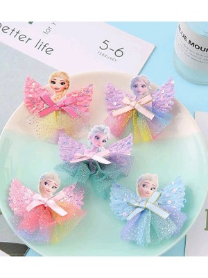 The Littles Kids Elsa Figürlü Kurdeleli Tüllü Karışık Model Kız Çocuk Pens Toka - 1 Çift