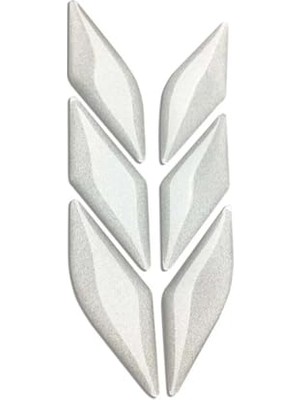 AKS Araç Otomobil Motosiklet Bisiklet Reflektif Beyaz 6 Parça Çok Amaçlı 3D Sticker