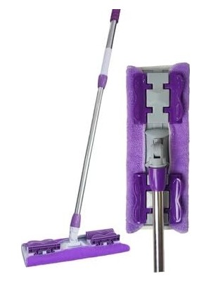 AKS Smartizi Mandallı Sihirli Mikrofiber Mop - 360° Dönen Teleskopik Saplı Duvar ve Yüzey Temizleyici (Istediğin Bezi Tak + Yedek Bez Hediyeli)