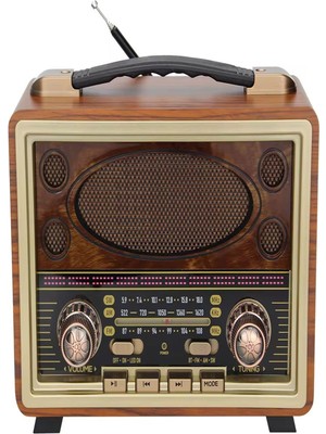 AKS Ultratekno M-2027BT Gerçek Ahşap Eskitme Kaplama Radyo Fm Am Sw USB Tf Aux Destekli Bluetooth Hoparlör, Kahverengi