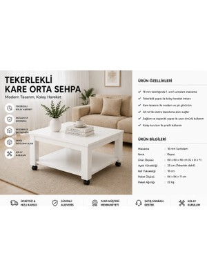 Murat Mobilya Tekerlekli Orta Sehpa