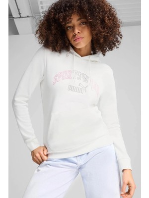 Puma Ess+ Logo Lab Hoodie Fl Beyaz Kadın Sweatshirt