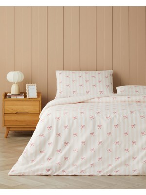English Home Ribbon Glow Kolay Ütülenir Çift Kişilik Nevresim Seti 200X220 cm Pembe