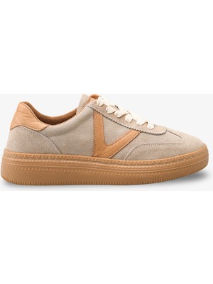 İnna Butikk Emale Kadın Hakiki Deri Sneaker Spor Ayakkabı - Bej Süet