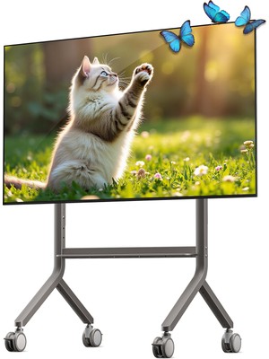 AKS Nb Ergonomic 55-90 Inç Tv'ler Için Tekerlekli Televizyon Standı, Yüksekliği Ayarlanabilir