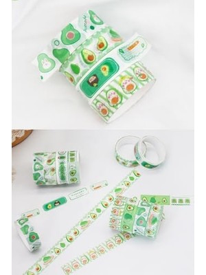AKS Kolbi Craft 1 Kutu 4 Rulo Sevimli Avakado Washi Bant Tape Scrapbook Bullet Journal Günlük Planlayıcı Kawaii