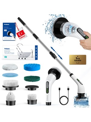 AKS Prohane Elektrikli Temizlik Fırçası, Şarjlı Temizlik Fırçası 7 Adet Farklı Başlık Ile, Mutfak ve Banyolarda Birçok Temizlik Görevi Için, Küvet, Duş, Fayans ve Zemin Için Temizlik Malzemeleri