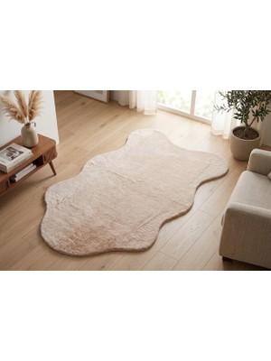 Dekoset Home Tavşan Tüyü Düz Post Bej Yumuşak Yıkanabilir Tabanlı Peluş Halı