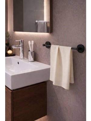 AKS Sas Haus Ister Vidalı Ister Yapışkanlı Paslanmaz Uzun Havluluk Mat Siyah S-101