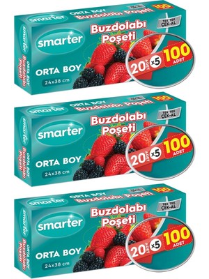 AKS Smarter 3 Paket Buzdolabı Poşet Orta Boy (100 Adet x 3)