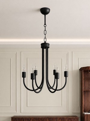 Avizade Aurelia 5'li Siyah Metal Avize | Modern Klasik Metal Avize | Şık Salon & Oturma Odası Aydınlatma
