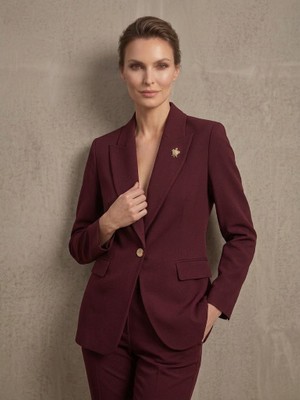 Ekol Tek Düğmeli Klasik Blazer Ceket 4505