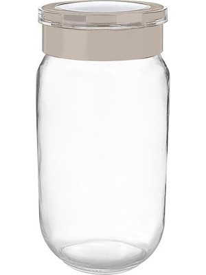 AKS Cam Kavanoz, Cam Saklama Kabı, Hava Sızdırmaz Baklagil Kuruyemiş Kapları Pratik Kapaklı (1000 Ml) (Krem)