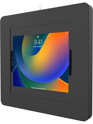 AKS Kilitleme iPad Duvar Montajı - iPad Pro 12.9 Inç, Surface Pro 3, 4, 5, 6, 7, 8, x Için Tuş Kilidi ve Iç Kablo Yönlendirmesi ile Cta Hırsızlığa Karşı Büyük Kilitleme Tablet Muhafazası - Siyah -