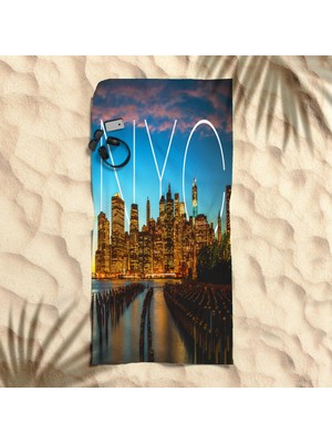 AKS Gift Duvet Cover Nyc Baskılı Plaj Havlusu Çok Renkli Tek Ebat