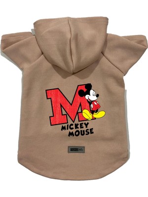 AKS Monopetz Kapişonlu Polar Sweatshirt Köpek ve Kedi Kıyafeti & Elbisesi Bej Yeni Mickey 2 M