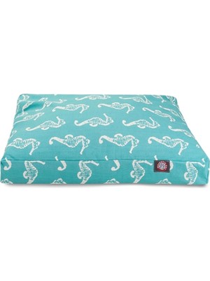 AKS Teal Sea Horse Ekstra Büyük Dikdörtgen Iç Mekan Dış Mekan Evcil Hayvan Köpek Yatağı Çıkarılabilir Yıkanabilir Kapaklı Majestic Pet Products