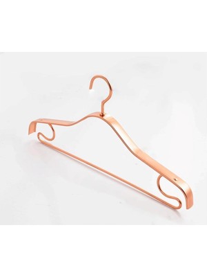 AKS Arvale Rose Gold Metal Elbise Askısı – Lüks Kıvrımlı Tasarım Dekoratif Kıyafet Askılığı - 3 Adet
