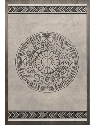 AKS Gri Geometrik Modern Geometrik Etnik Eskitme Desenli Boho Makinada Yıkanabilir Hafif Hav Toz Vermez Leke Tutmaz Kaymaz Taban Dijital Makine Baskı Halı Oturma Odası Salon Yolluk Koridor Mutfak Halısı