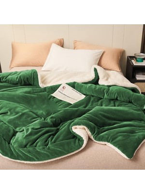 AKS Sherpa Polar Battaniye Çift Taraflı Çift Kişilik 220X240 cm YEŞIL%100 Polyester Mikrofiber
