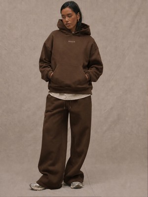 Macklin Unisex Kadın Erkek Minimal Baskılı Oversize 3 Iplik Kapüşonlu Sweatshirt ve Baggy Eşofman Altı