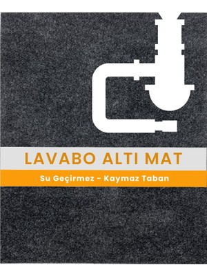 AKS Beylini Lavabo Altı Matı Sıvı Geçirmez Kaymaz Taban Evye Dolap Paspası 60X76 cm