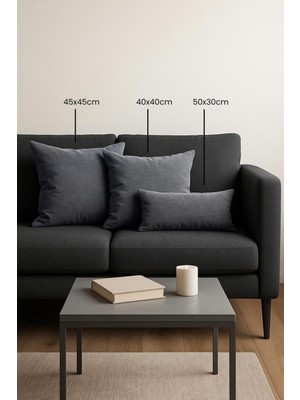 AKS Gauze Fabric Design Kadife Serisi Kırlent, Yastık Kılıfı (Gri, 40 x 40)