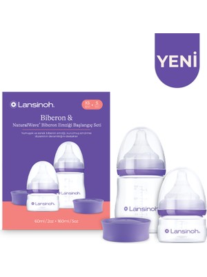 AKS Lansinoh 60ML, 160ML ve Xs, S Akışlı Naturalwave® Biberon Emziği Yenidoğan Başlangıç Seti (0-3 Ay)