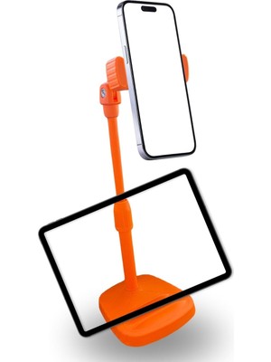 AKS Buffer® Masa Üstü Tablet ve Telefon Tutucu Plastik Aparat Turuncu Telefon Standı