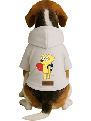 AKS Monopetz Baskılı Içi Polarlı Köpek ve Kedi Kıyafeti & Elbisesi - Beyaz Renk Kapüşonlu Hoodie B5D70, 5xl