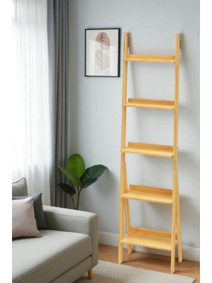 Digithome Bambu 5 Raflı Merdiven Kitaplık Banyo Düzenleyici Raf Organizer Saksılık DB-0022