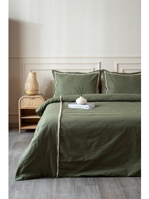 AKS Koza Home Boho Saçaklı Yeşil Nevresim Takımı Çift Kişilik 200 x 220 7030A