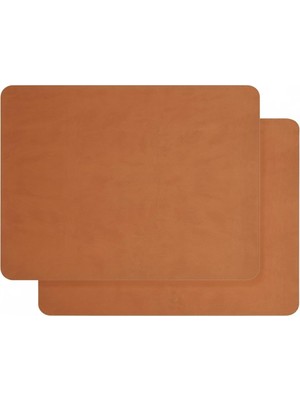 AKS Orret Home 2 Adet Amerikan Servis – 44X35 cm Taba Renk Suni Deri Masa Altlığı, Su Geçirmez, Kaymaz, Isıya Dayanıklı Şık Sofra ve Masa Koruyucu Placemat Seti