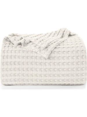 AKS Teksnil HOME%100 Pamuk Waffle Desen Çift Kişilik Pike Yatak Örtüsü 200X230 Battaniye Çok Amaçlı Örtü