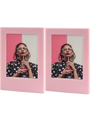 AKS Instax Mini Film Uyumlu Pembe 2'li Mıknatıslı Fotoğraf Çerçeve Seti