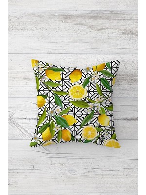 AKS Pelangi Limon Desenli Çift Tarafı Baskılı Gizli Fermuarlı Yastık Kılıfı Kırlent Koltuk Yastık Kılıfı, Yeşil-Sarı 45 x 45, 24691242945451
