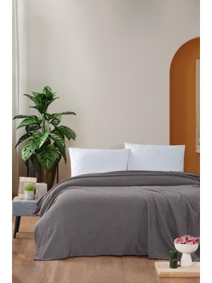 AKS Mulberry Macar Tek Kişilik Pike Pamuklu Yatak Örtüsü 170X230 Kahve