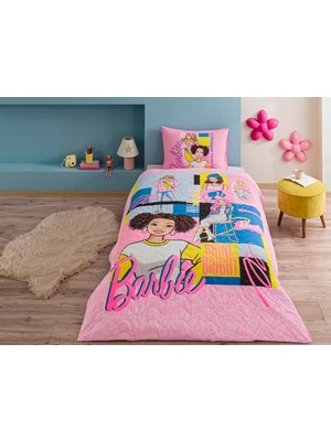 AKS Taç Barbie Bright Standart Pamuk Nevresim Takımı, Pembe, Tek Kişilik