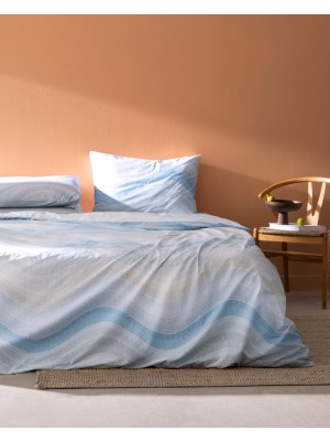 AKS Madame Coco Suivre King SIZE%100 Pamuk Ranforce Baskılı Nevresim Takımı, Turkuaz, 240 x 220