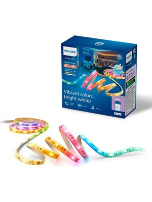 AKS Philips Smart Lighting Rgbıcww LED Şerit, 5 M, Tip C, Çok Renkli Renk Geçişleri, Ayarlanabilir Beyaz Işık, Ortam Işığı, Wiz, Alexa, Google Home, Apple Home ile Bağlanır, Tekli Paket