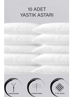 AKS 10 Adet Fermuarlı Yastık Astarı | 50X70CM Fermuarlı Beyaz Yastık Kılıfı |yastık Iç Kılıfı Şilte Milt 10 Adet 50 x 70