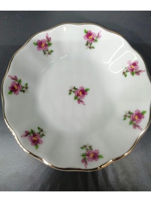AKS Porland Porselen 12'li Pembe Çiçek Çay Tabak 11 CM(12ADET) 8697635522938