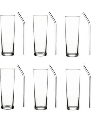 AKS Pasabahce Vodka Bardağı ve Eğimli Cam Pipet Seti. 6 Lı - 12 Parça TYB3CCCPS8VG0S5H83