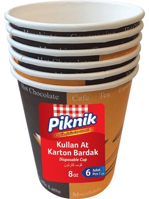 AKS Piknik Kullan At Karton Bardak 8 Oz 6'lı 1484
